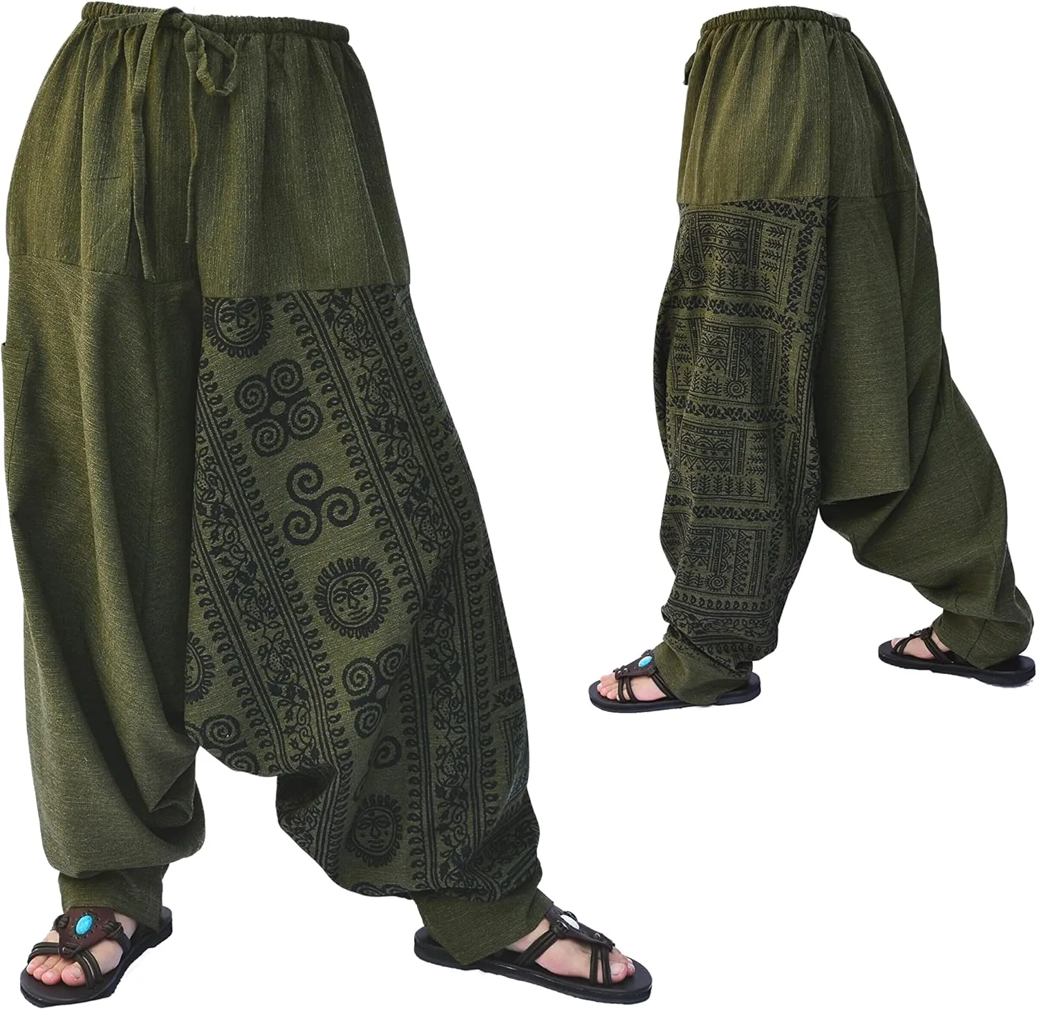 Siamrose Baggy Yoga Harem Pants for Men and Women, Wide Leg Lounge Trousers, 2 Pockets, One Size