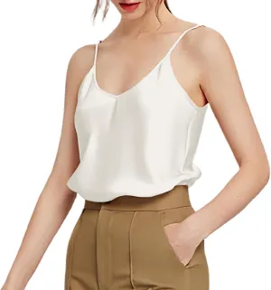 SIIK 100% Mulberry Silk Tank Tops for Women Camisoles & Tanks Basic Layer Cami Lingerie Shirt