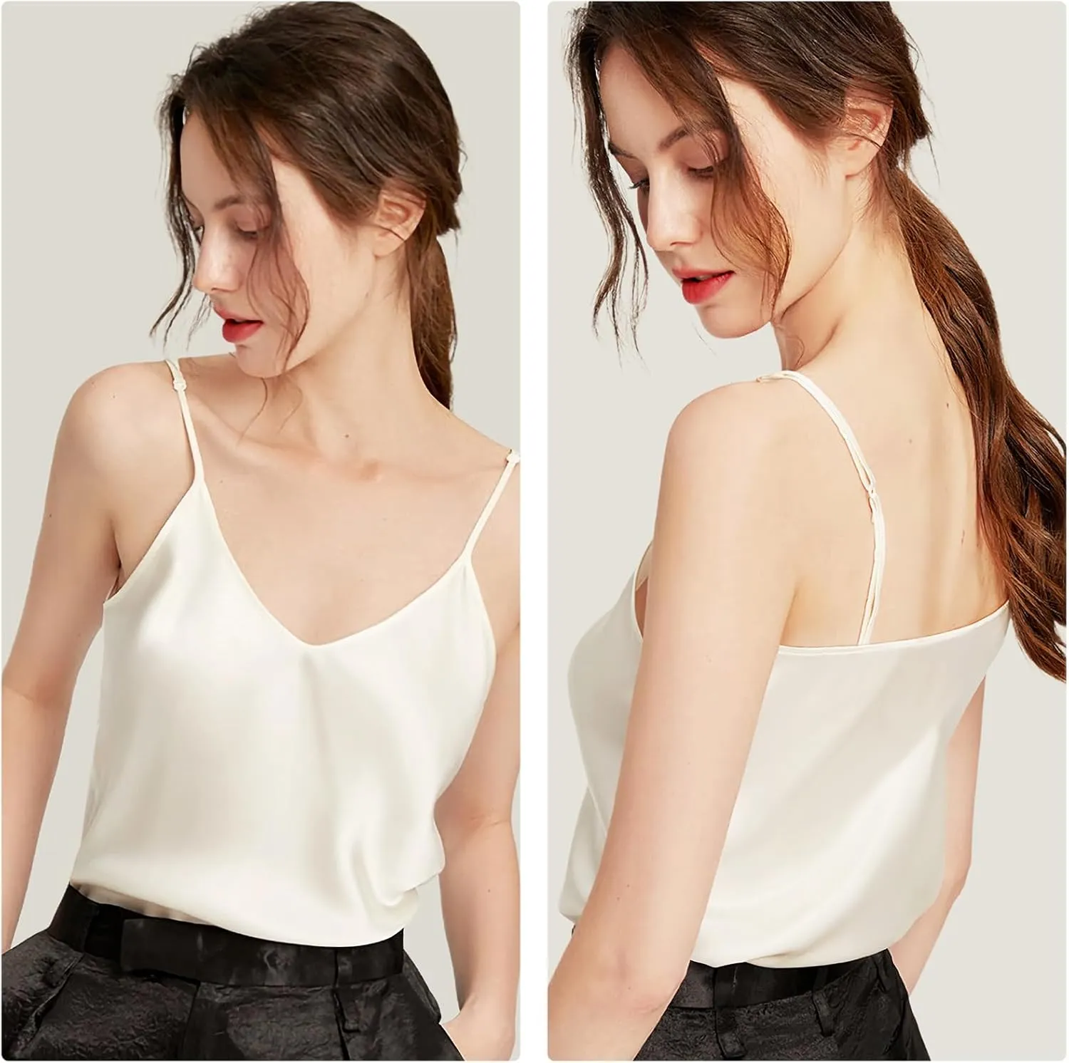 SIIK 100% Mulberry Silk Tank Tops for Women Camisoles & Tanks Basic Layer Cami Lingerie Shirt