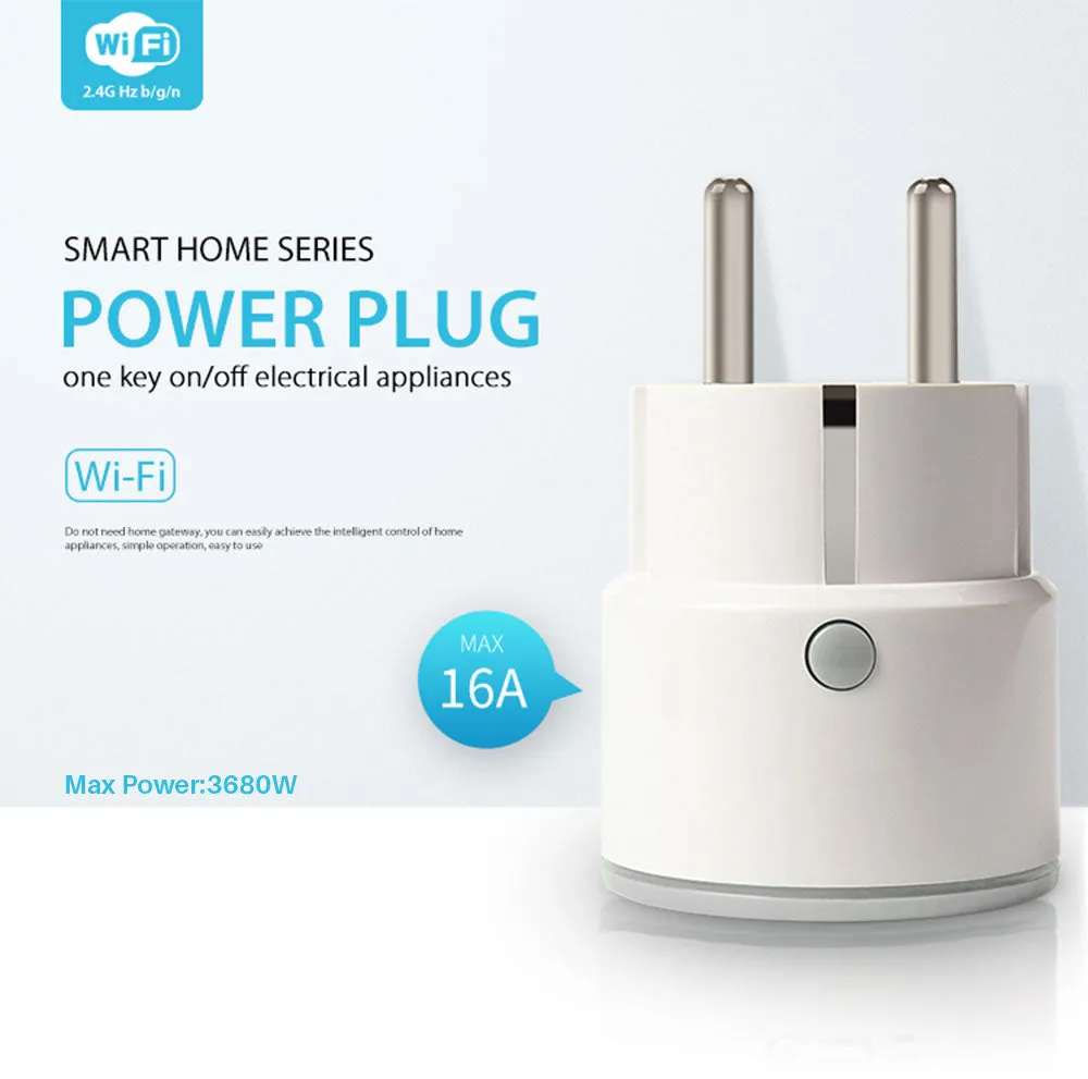 Smart Wifi Power Plug EU 16A 3680W With Power Monitor Timing Smart Home Wireless Socket Outlet Works With Alexa Echo Google Home