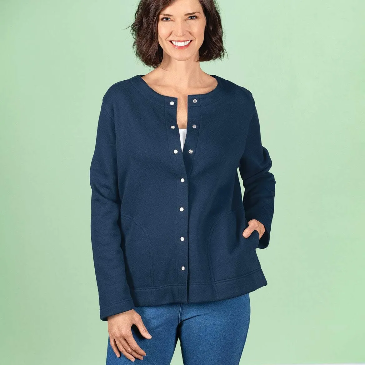 Snap Front Sweatshirt Cardigan by Sawyer CreekTM