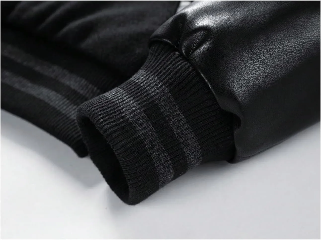 SOLY HUX Men's Varsity Jacket Letter Graphic PU Leather Long Sleeve Baseball Jacket Coats