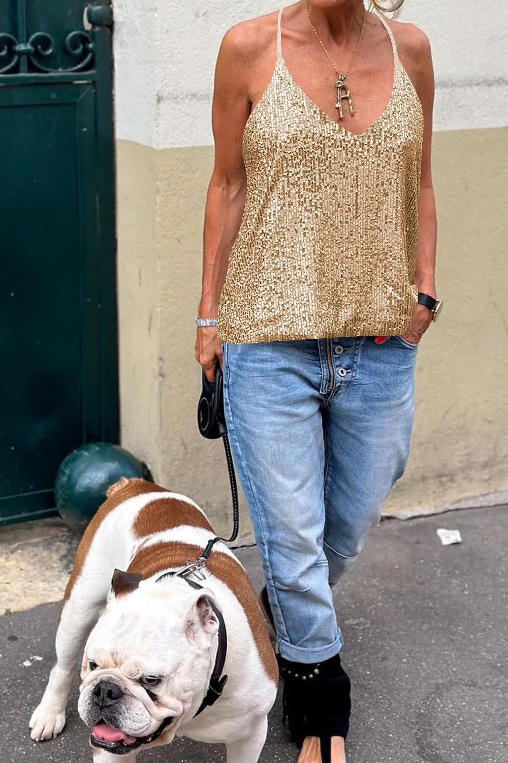 Sooraiton Summer Sequin Cami Tops for Women Sexy V Neck Sequins Sparkle Sleeveless Tanks Top Trendy Shimmer Party Slim Shirt