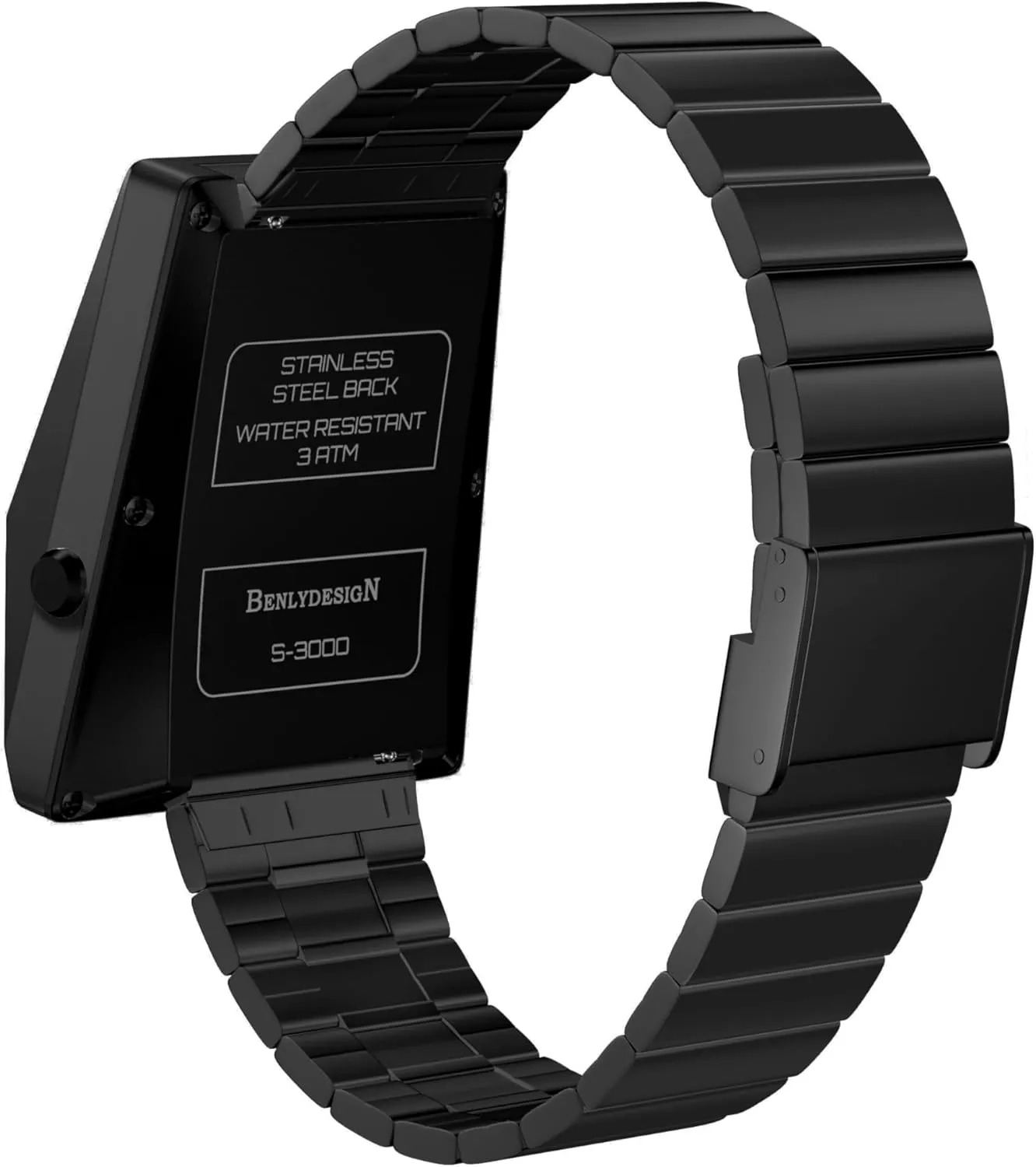 Stainless Steel Solar Unique Metal Watches, OLED Display Men's Digital Watches, Lift-to-Wake Screen