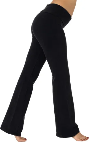 Stretch Fleece Winter Yoga Legging, Foldover Waistband, Made in USA