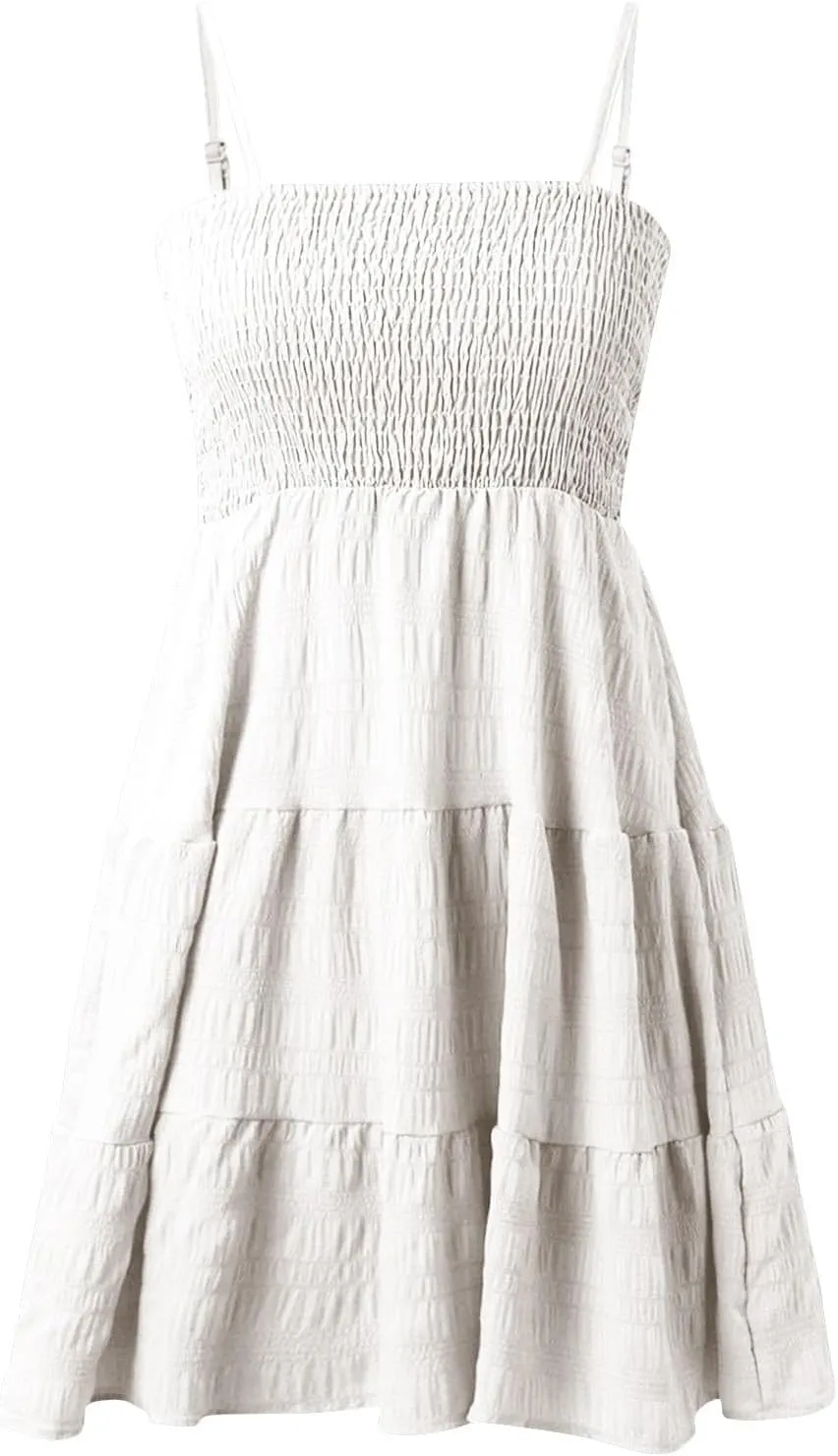 Sundresses for Women 2025 Short Smocked Spaghetti Strap Babydoll Dress Casual Summer Flowy Tiered A Line Skater Dress