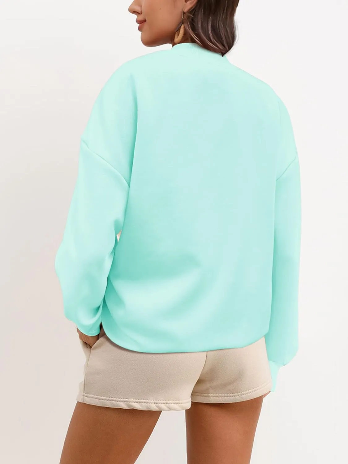 SuperPrity Women Crewneck Zip Up Sweatshirts Long Sleeve Oversized Jacket Coat Pocket Casual Hoodie 2024 Fall Trendy Outfits
