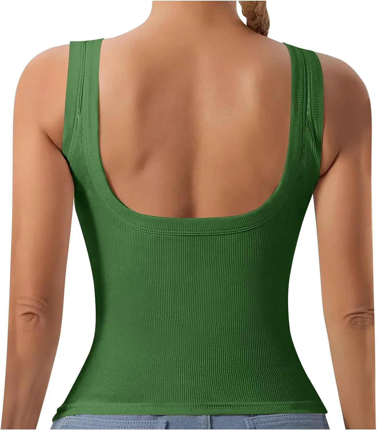 Tank Top with Built in Bra for Women Ribbed Athletic Tank Tops Racerback Yoga Shirt Removable Padded Undershirt