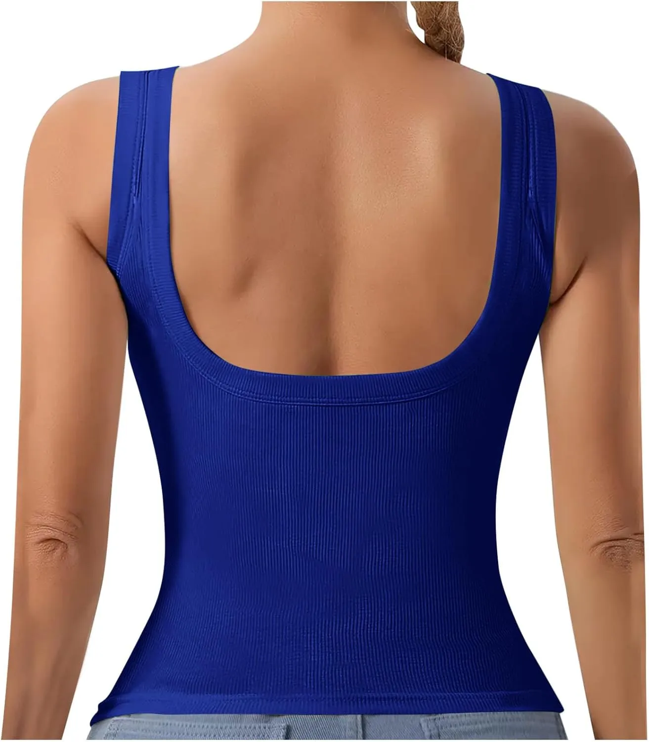 Tank Top with Built in Bra for Women Ribbed Athletic Tank Tops Racerback Yoga Shirt Removable Padded Undershirt