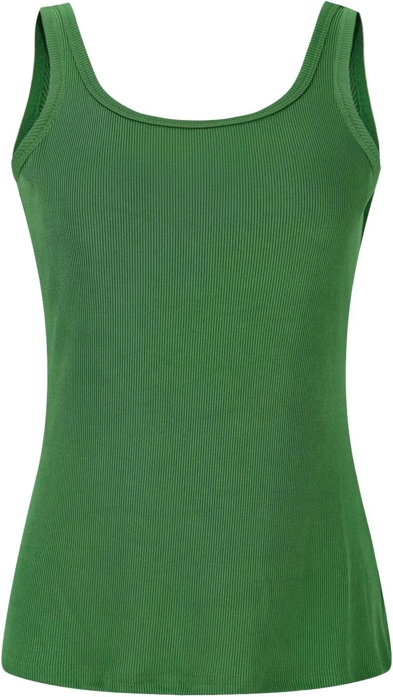 Tank Top with Built in Bra for Women Ribbed Athletic Tank Tops Racerback Yoga Shirt Removable Padded Undershirt