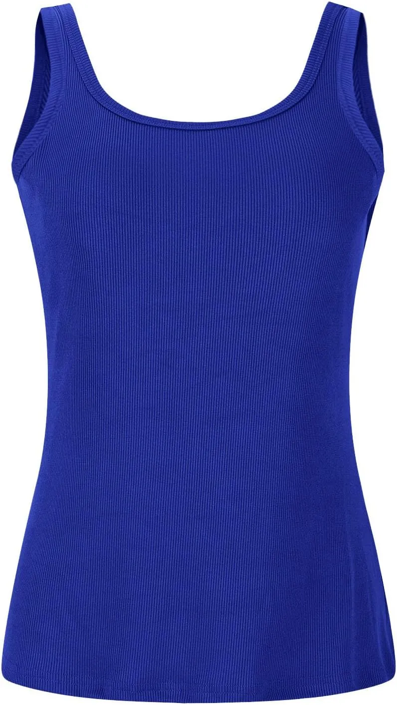 Tank Top with Built in Bra for Women Ribbed Athletic Tank Tops Racerback Yoga Shirt Removable Padded Undershirt