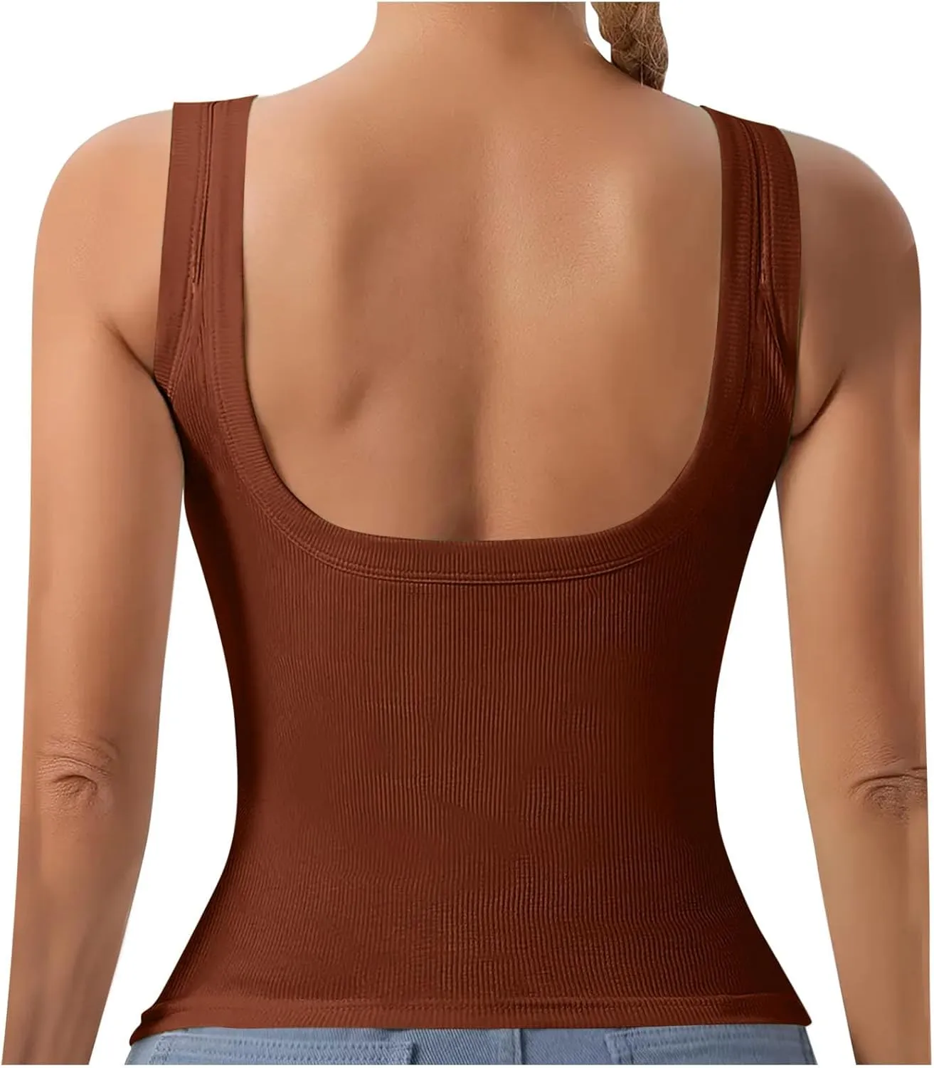 Tank Top with Built in Bra for Women Ribbed Athletic Tank Tops Racerback Yoga Shirt Removable Padded Undershirt
