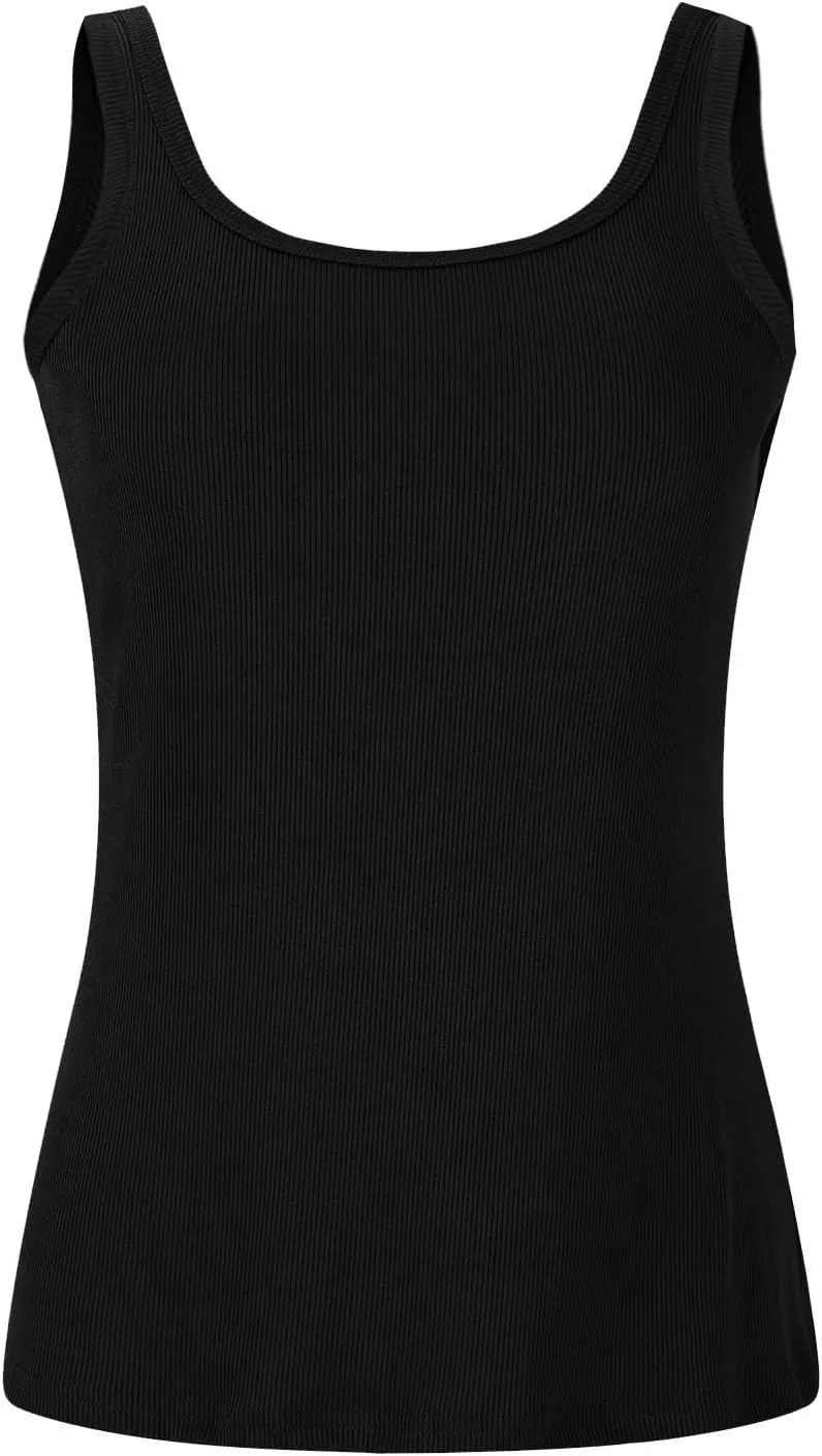 Tank Top with Built in Bra for Women Ribbed Athletic Tank Tops Racerback Yoga Shirt Removable Padded Undershirt