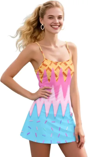 Tennis Dress for Women Athletic Dress with Built-in Shorts & Bra, Adjustable Straps & Pocket, Summer Golf Outfits