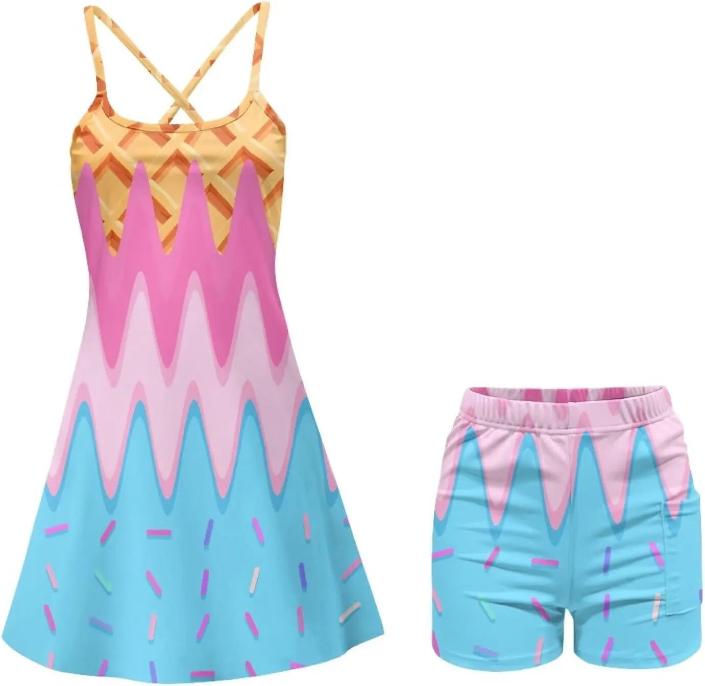 Tennis Dress for Women Athletic Dress with Built-in Shorts & Bra, Adjustable Straps & Pocket, Summer Golf Outfits