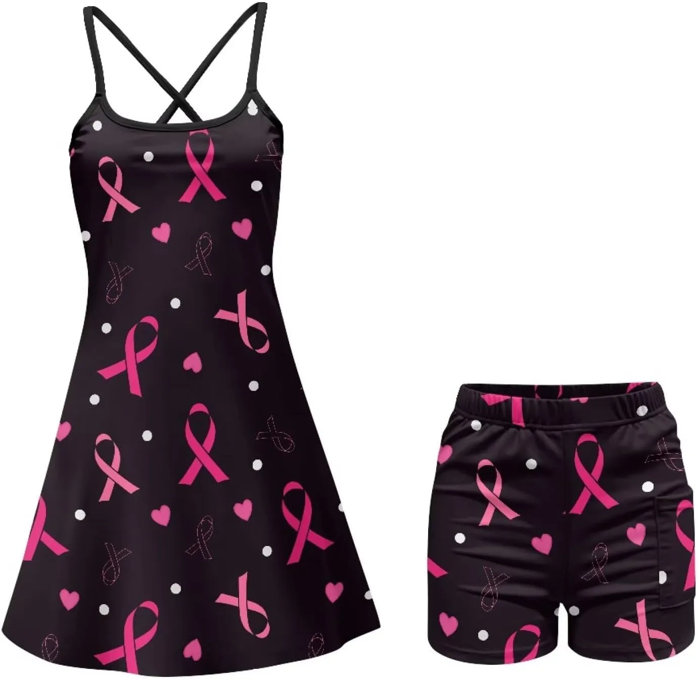Tennis Dress for Women with Shorts Adjustable Strap Exercise Workout Dress with Pocket Lightweight Athletic Outfits