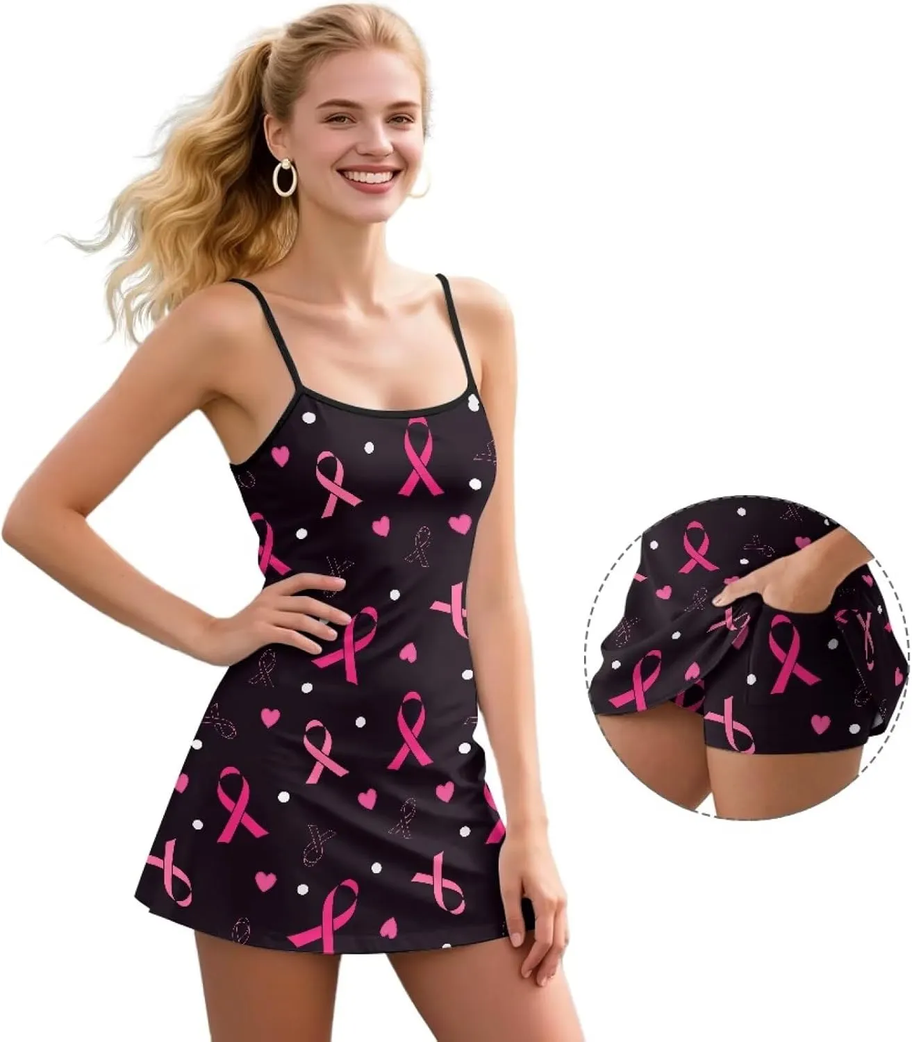 Tennis Dress for Women with Shorts Adjustable Strap Exercise Workout Dress with Pocket Lightweight Athletic Outfits