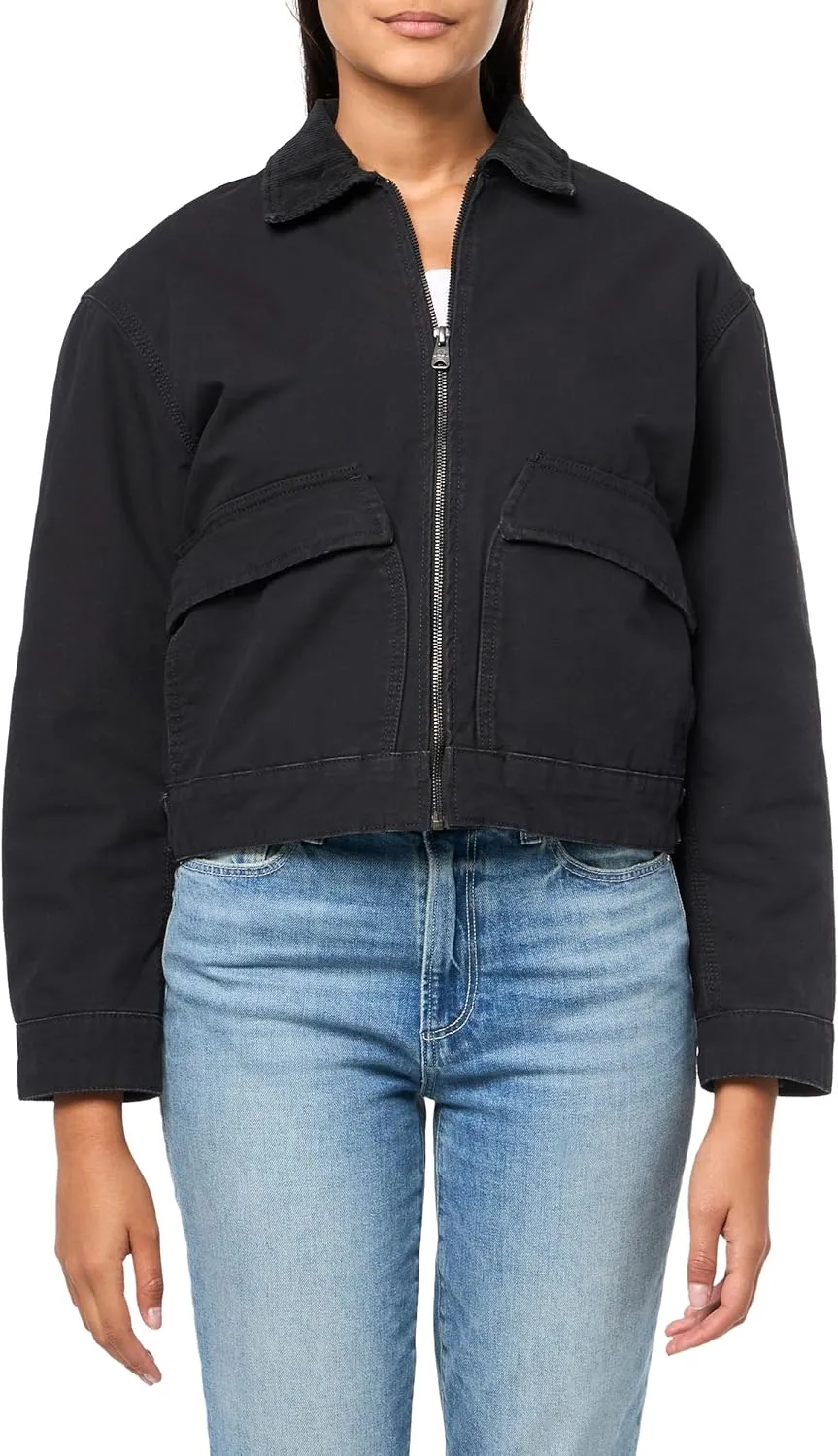 Timberland Women's Quilted Washed Canvas Jacket, Black, Small