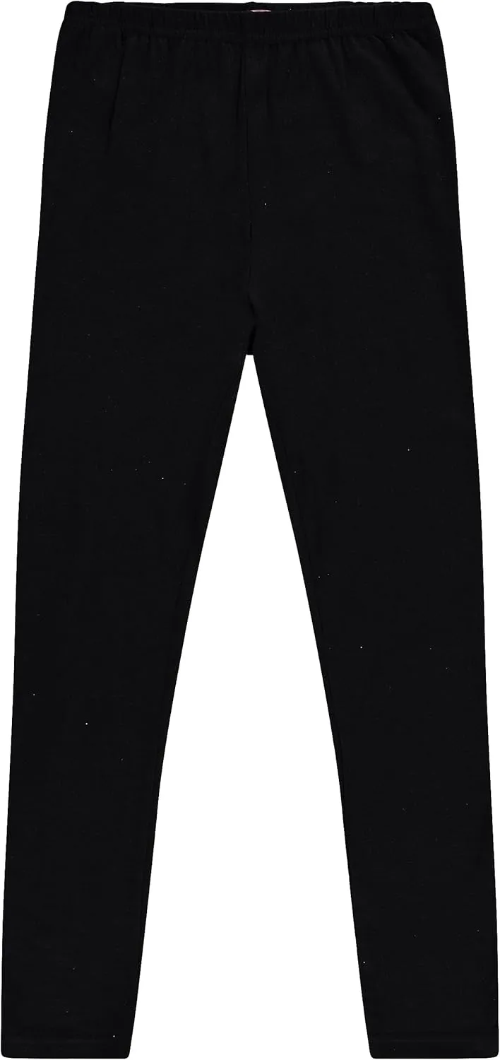 Toddler and Big Girls Leggings, Black Cotton Spandex Stretch Pants - Kids Dance Clothing, Yoga and Ballet Tights, 5-Pack
