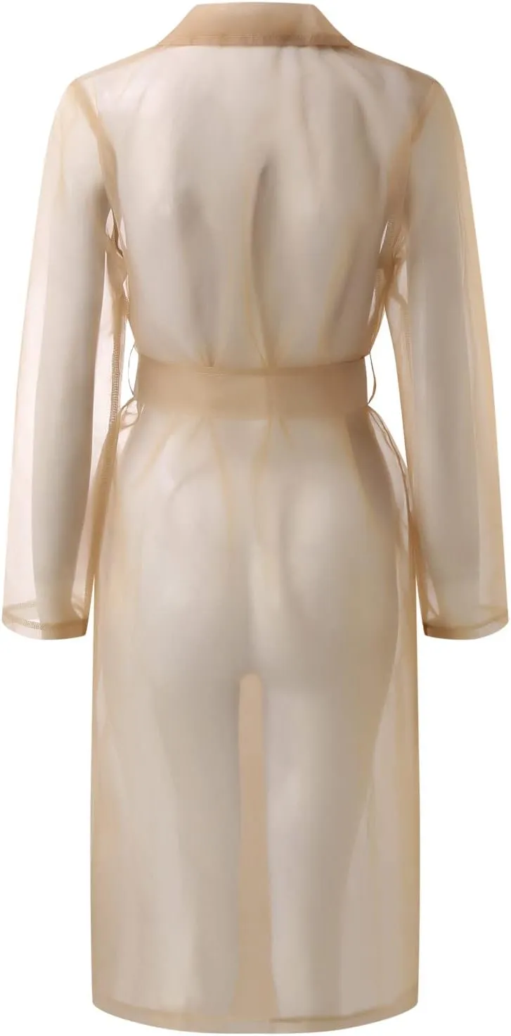 Trench Coats for Women Daily Sun Clothing Sheer Mesh Jackets Notch Lapel Double Breasted Womens Fitted Vests
