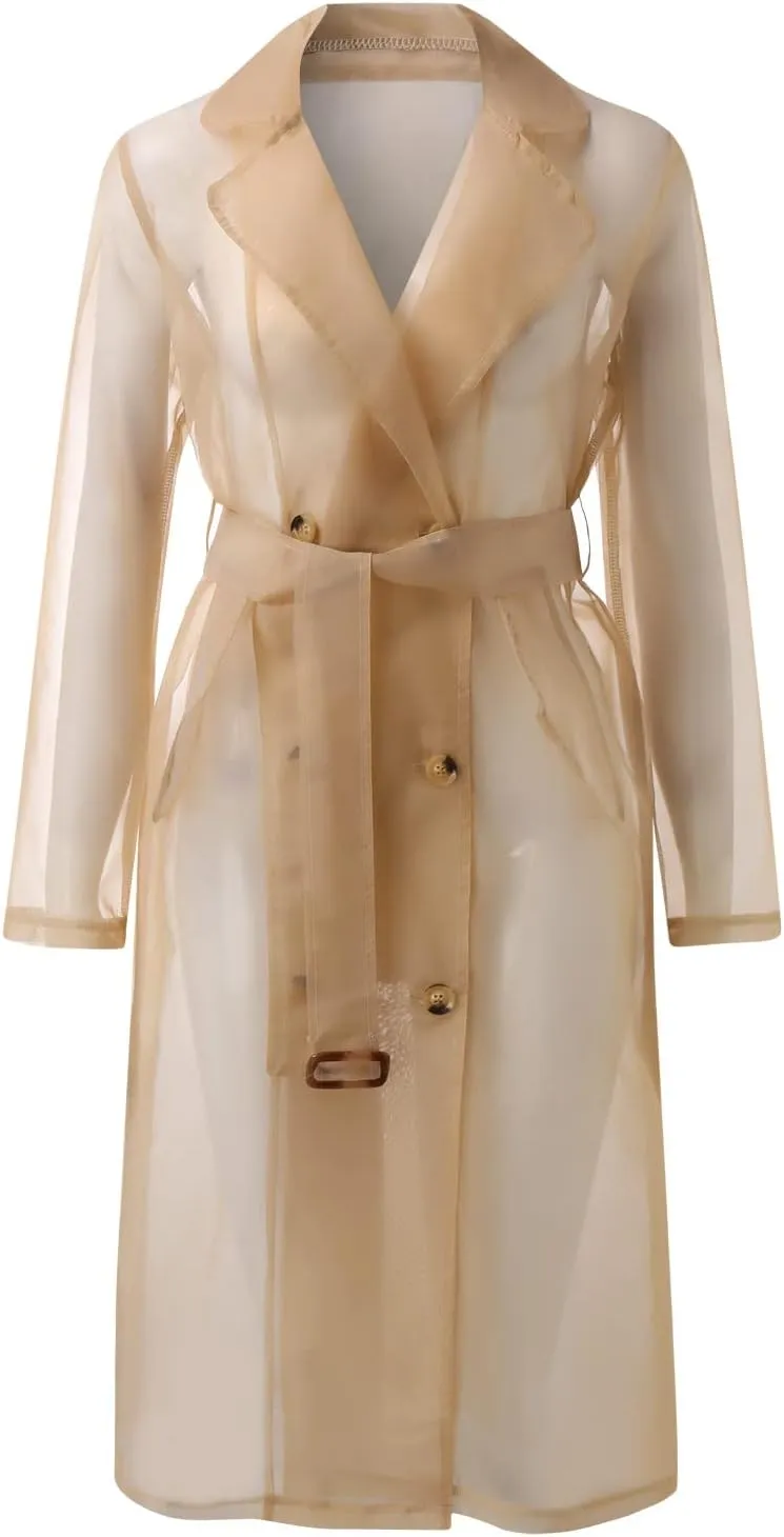 Trench Coats for Women Daily Sun Clothing Sheer Mesh Jackets Notch Lapel Double Breasted Womens Fitted Vests