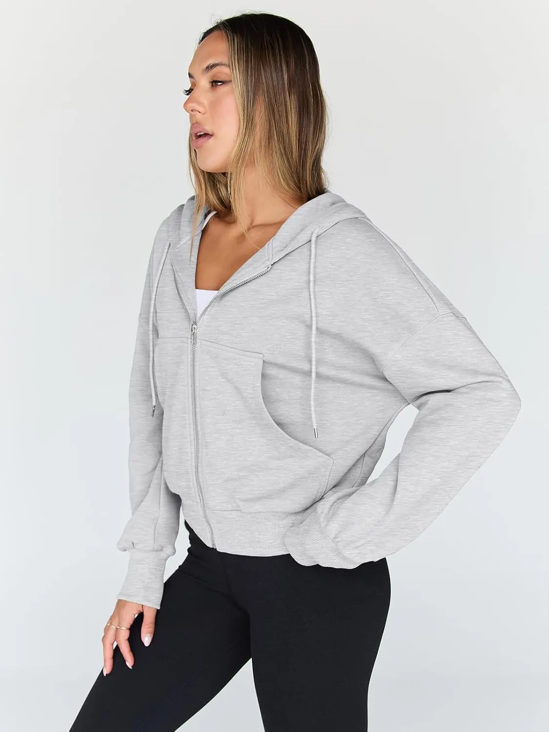 Trendy Queen Hoodies for Women Full Zip Up Cropped Sweatshirts Jackets Casual Comfy Gym Tops Fall Outfits Winter Clothes 2025