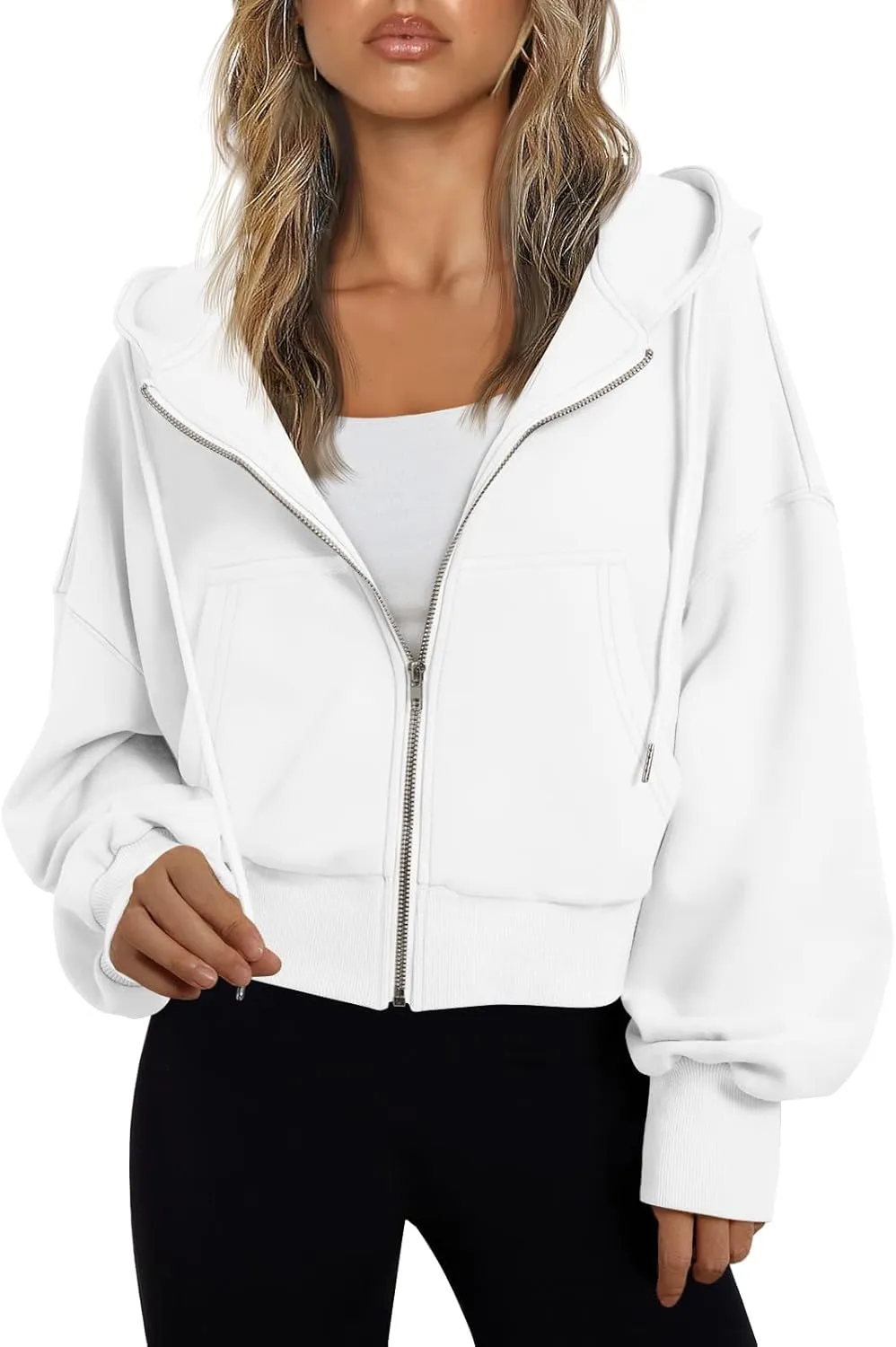 Trendy Queen Hoodies for Women Full Zip Up Cropped Sweatshirts Jackets Casual Comfy Gym Tops Fall Outfits Winter Clothes 2025