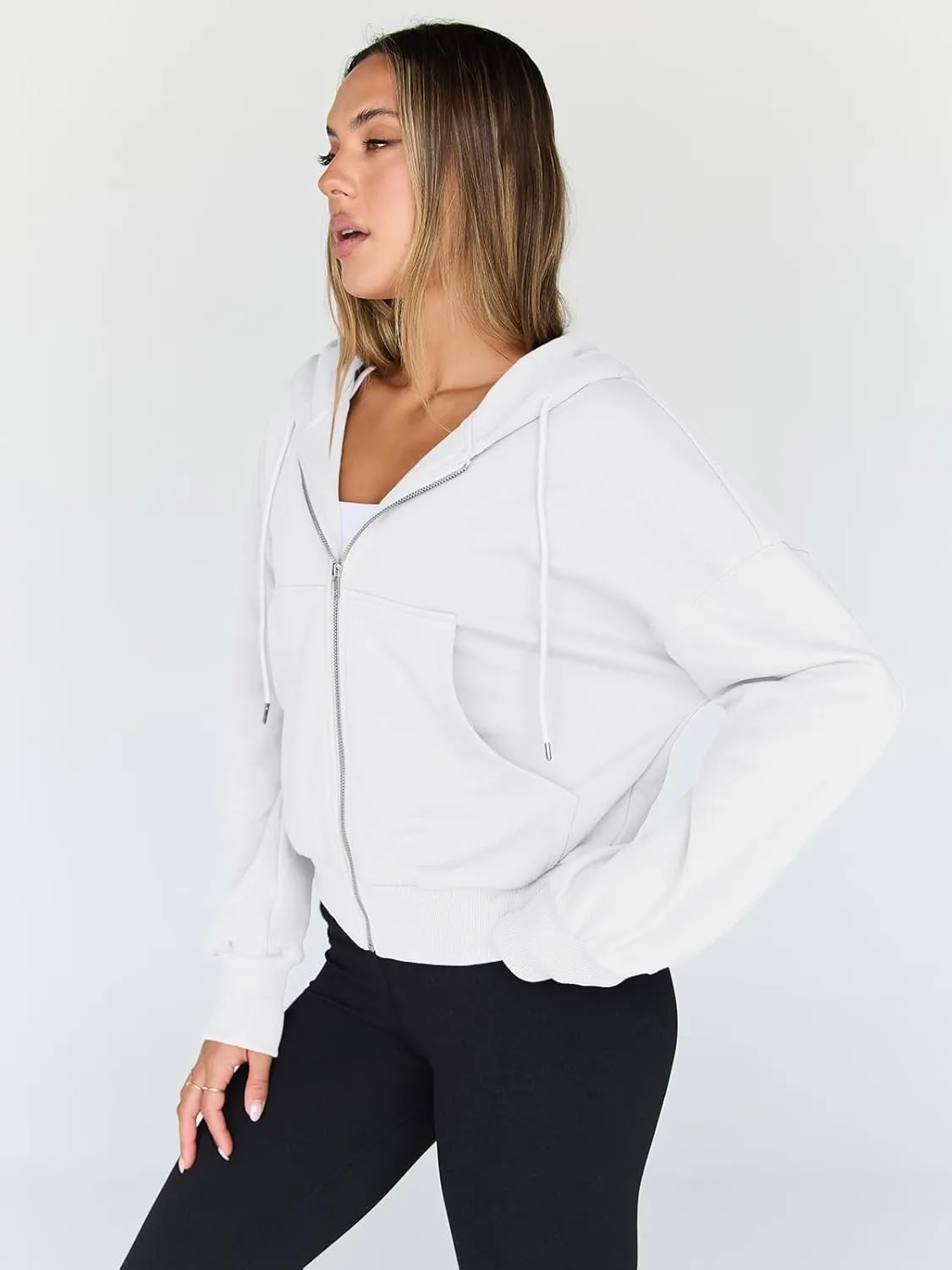 Trendy Queen Hoodies for Women Full Zip Up Cropped Sweatshirts Jackets Casual Comfy Gym Tops Fall Outfits Winter Clothes 2025