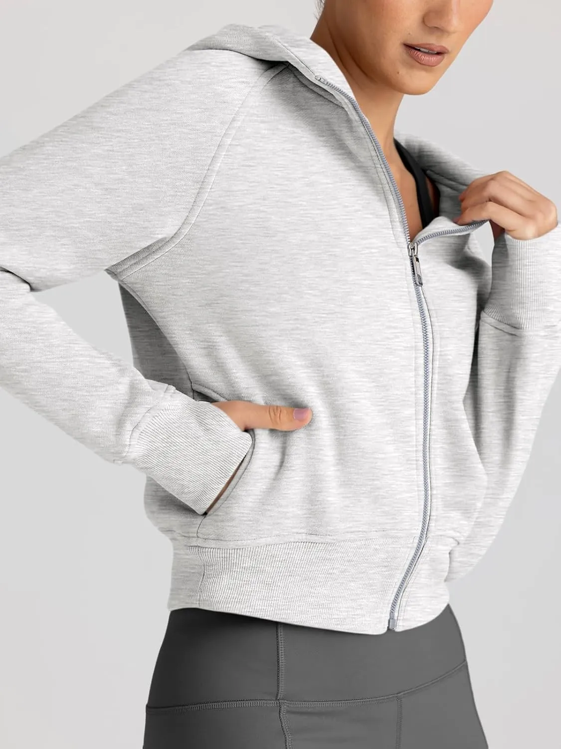 Trendy Queen Womens Zip Up Hoodies Jackets Cropped Sweatshirts Fleece Fall Outfits Casual Comfy Y2k Tops Winter Clothes 2025