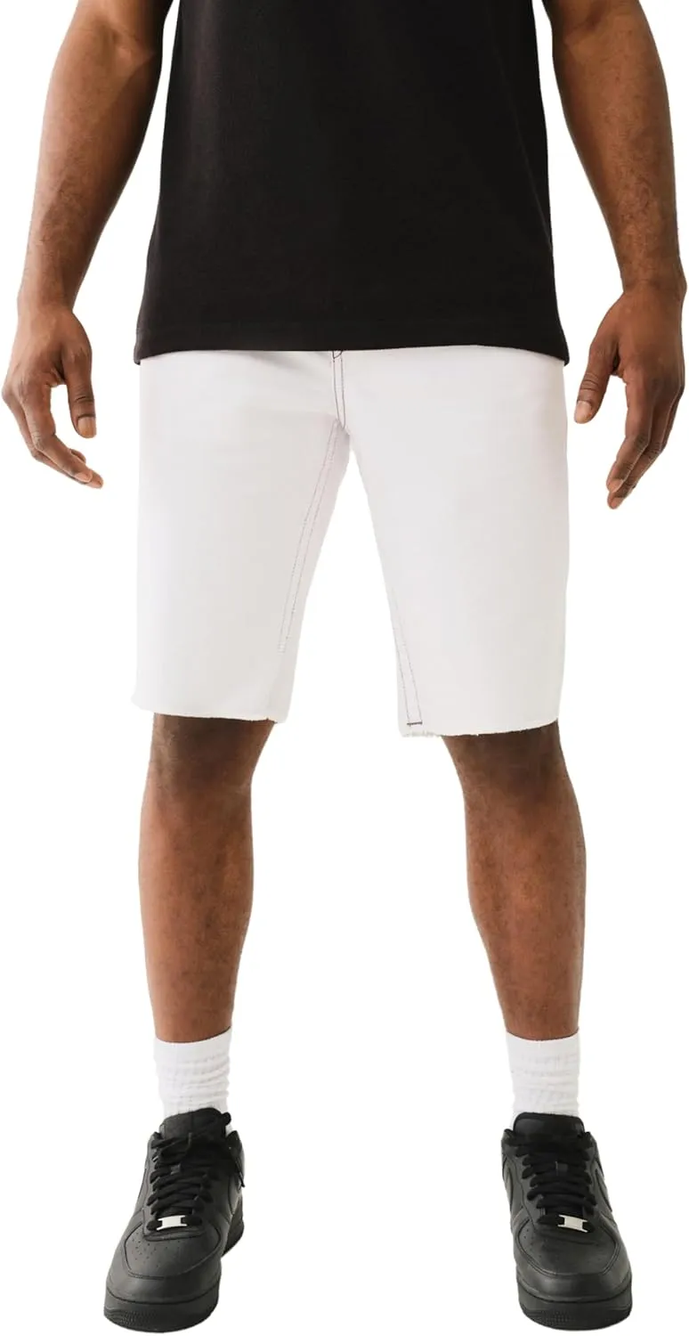 True Religion Men's Ricky Sn Flap Short Fray Hem with Fray Hem | Premium Denim Shorts