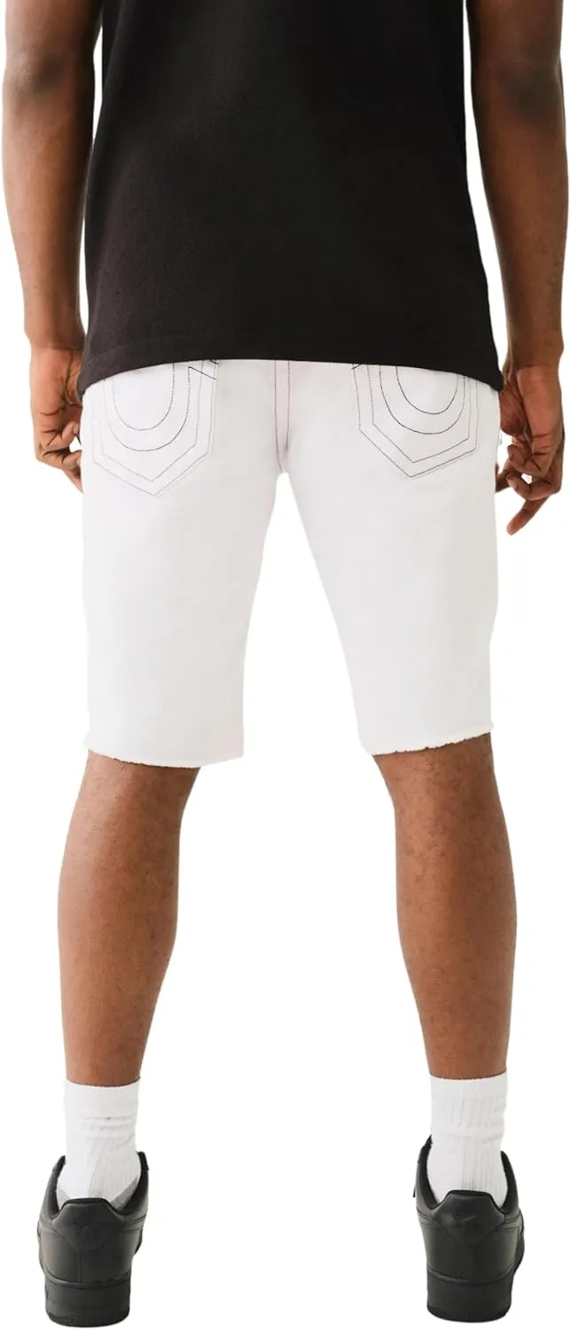True Religion Men's Ricky Sn Flap Short Fray Hem with Fray Hem | Premium Denim Shorts