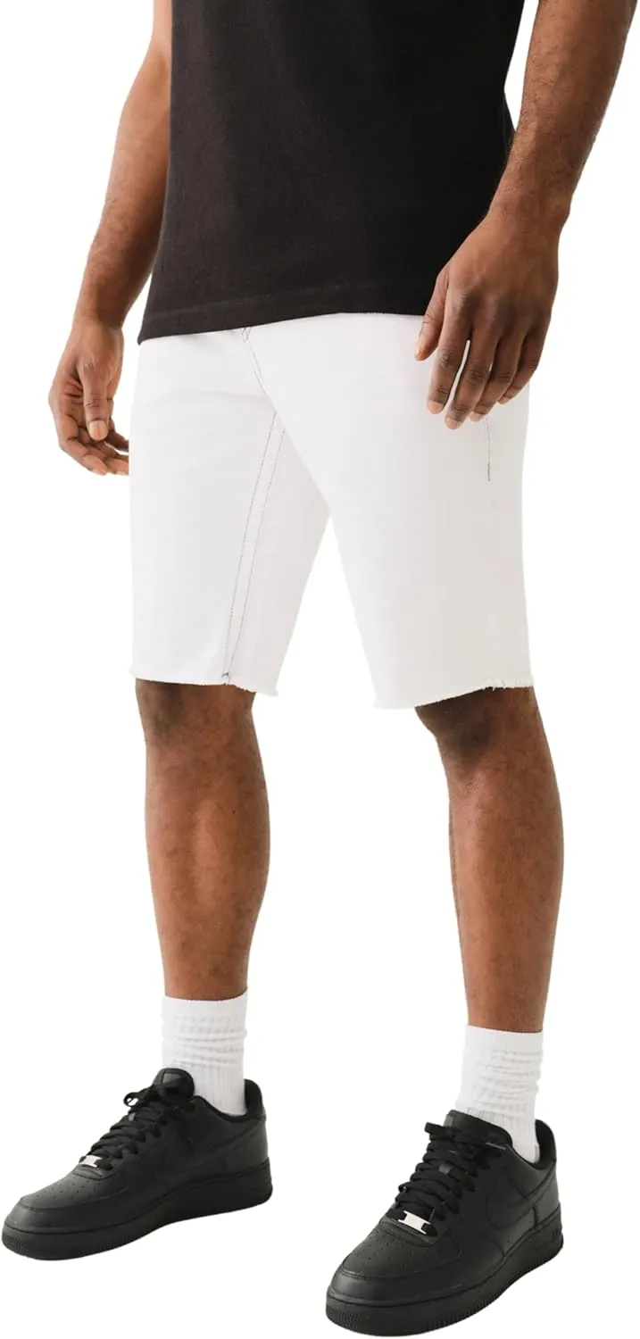 True Religion Men's Ricky Sn Flap Short Fray Hem with Fray Hem | Premium Denim Shorts