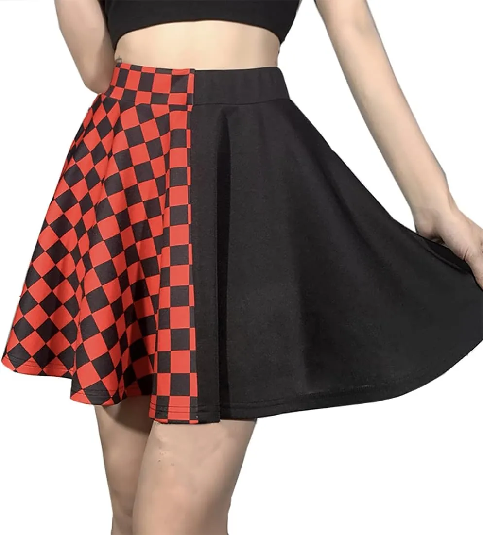 TSMNZMU Womens Punk Plaid Mini Skirts High Waist Gothic Grunge Skirt Y2K Alt Emo Checkered Skirt with Belt