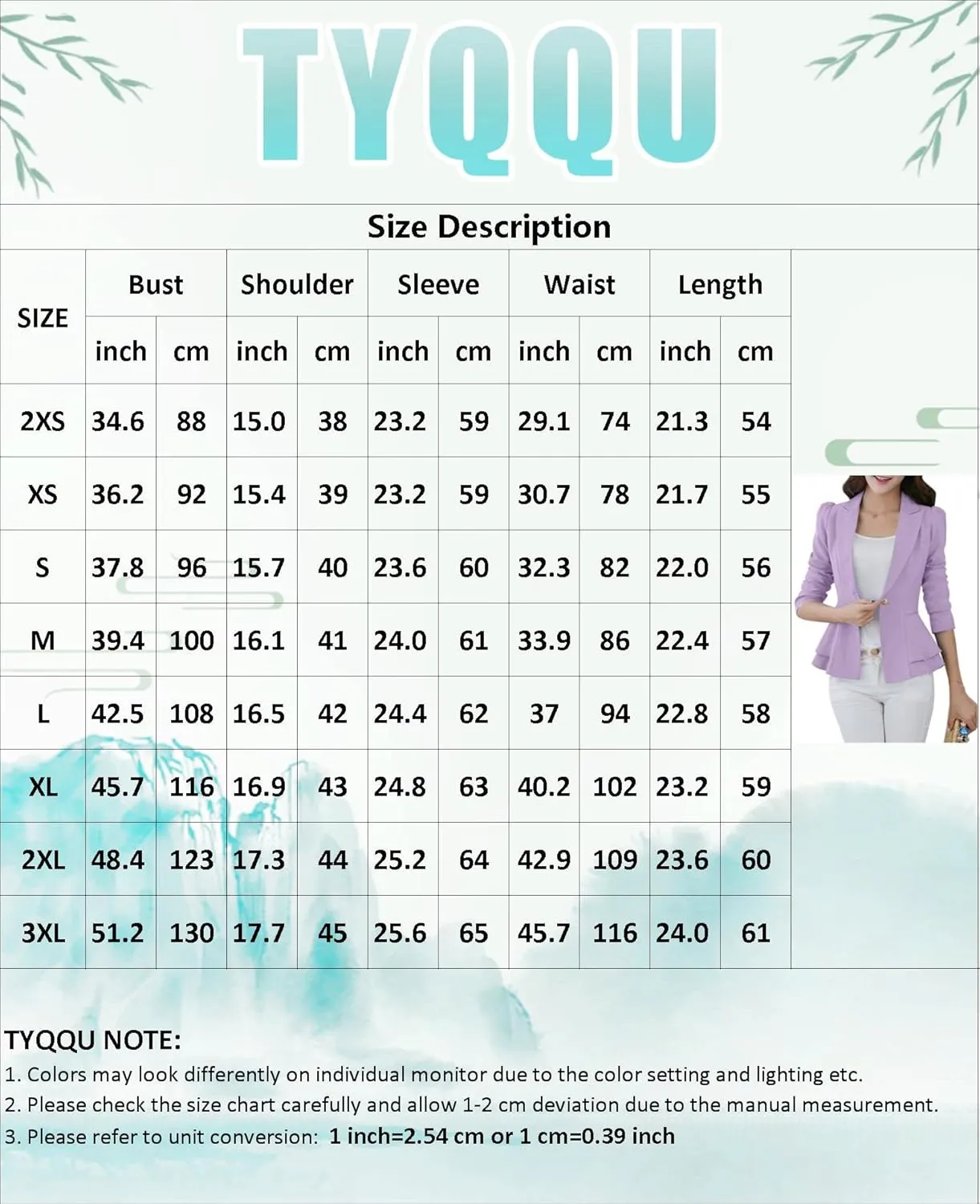 TYQQU Women's Work Office Button Down Blazer Business Loose Fit Long Sleeve Blazer