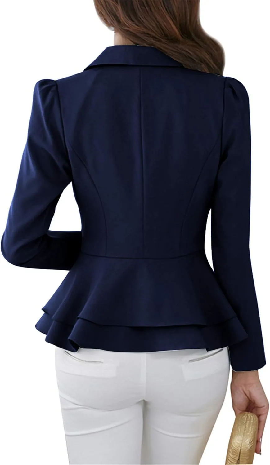 TYQQU Women's Work Office Button Down Blazer Business Loose Fit Long Sleeve Blazer