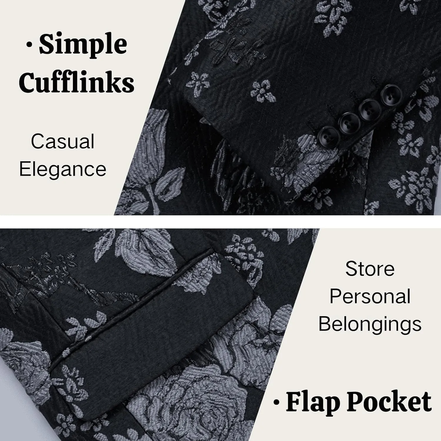 UNINUKOO Mens Blazer Printed Suit Jacket 1 Button Slim Fit Floral Dinner Sport Coat Blazers