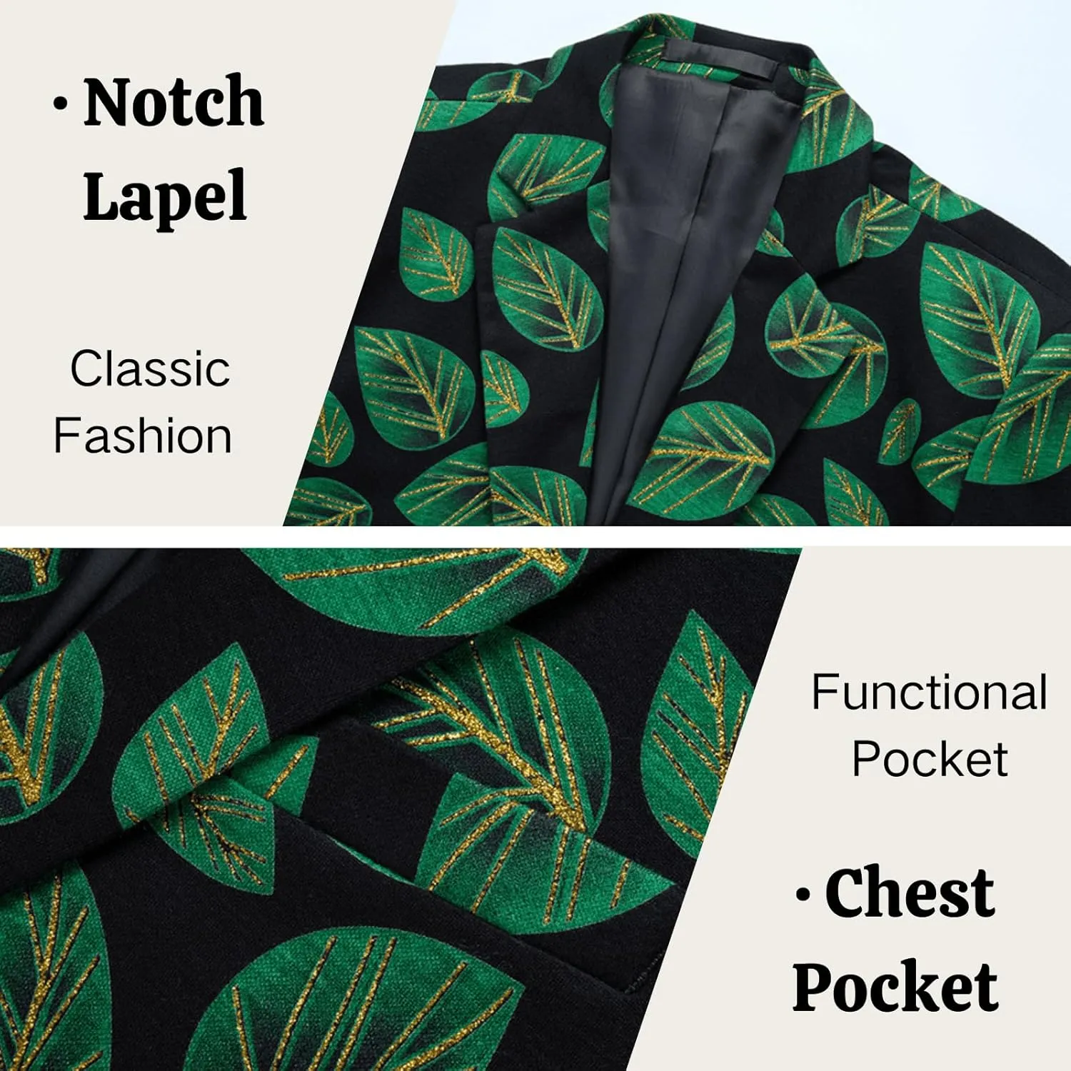 UNINUKOO Mens Blazer Printed Suit Jacket 1 Button Slim Fit Floral Dinner Sport Coat Blazers