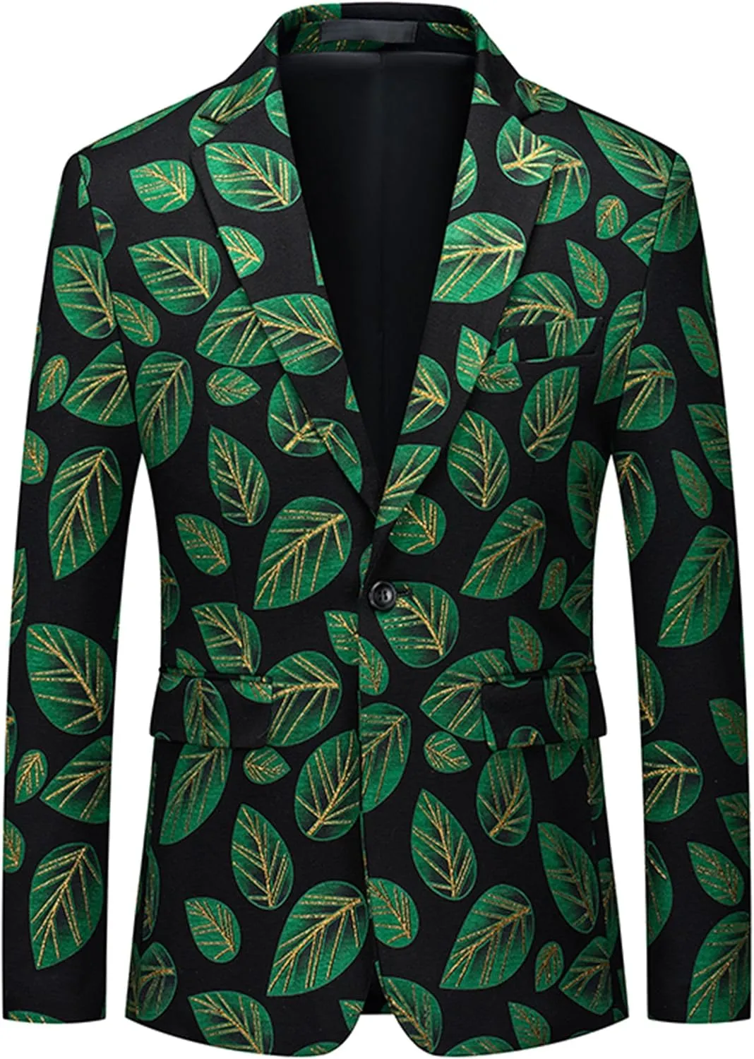 UNINUKOO Mens Blazer Printed Suit Jacket 1 Button Slim Fit Floral Dinner Sport Coat Blazers