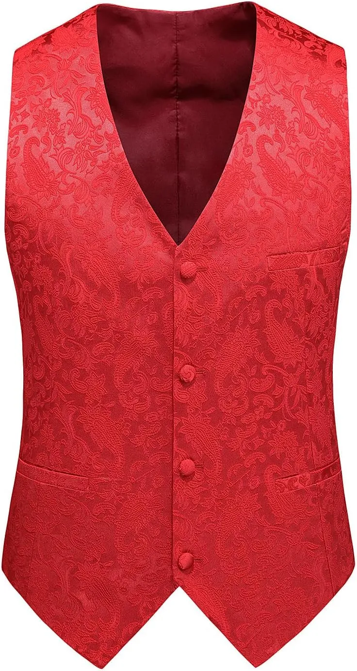 UNINUKOO Mens Suit 3 Piece Tuxedo for Men Paisley Floral Peak Lapel Double Breasted Blazer Vest Pants Set