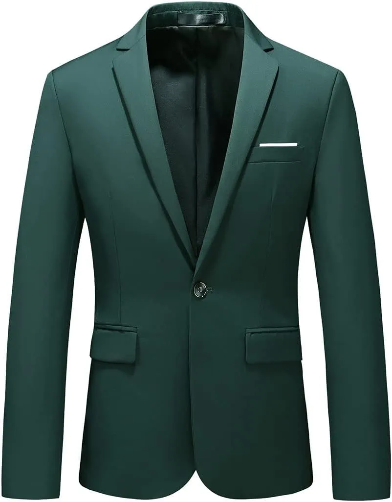 UNINUKOO Mens Suit Jacket Slim Fit Sport Coat 1 Button Notched Lapel Casual Fashion Dress Blazer for Men