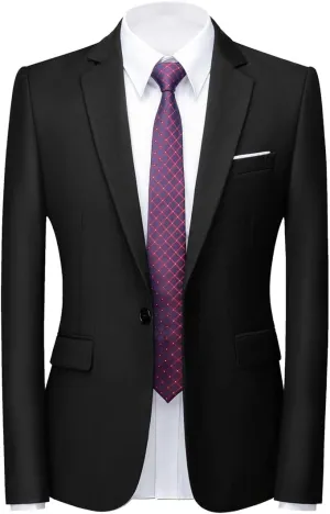 UNINUKOO Mens Suit Jacket Slim Fit Sport Coat 1 Button Notched Lapel Casual Fashion Dress Blazer for Men