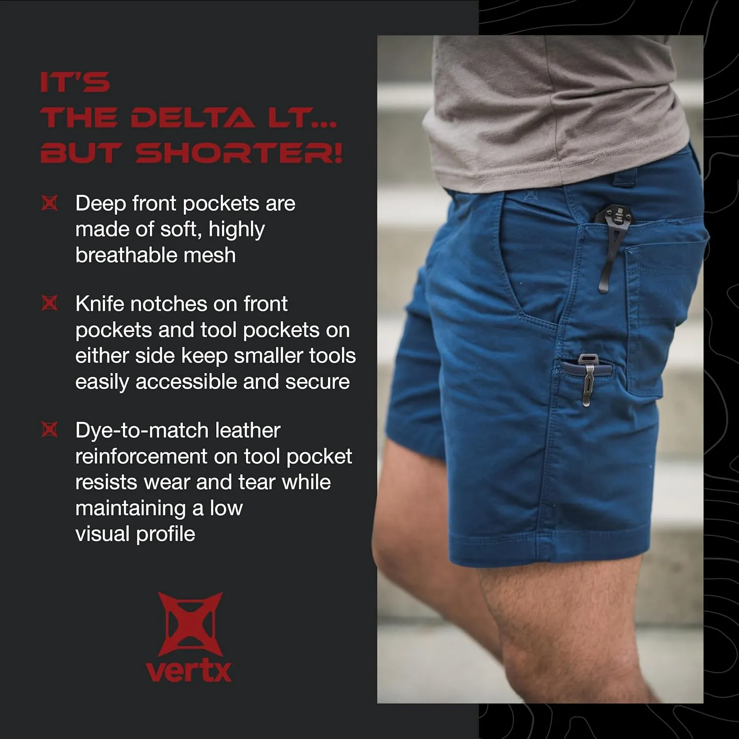 Vertx Delta LT 10 Inch Mens Tactical Shorts with Pockets, Lightweight Stretch Casual Workwear, Tactical Gear, Athletic-Fit