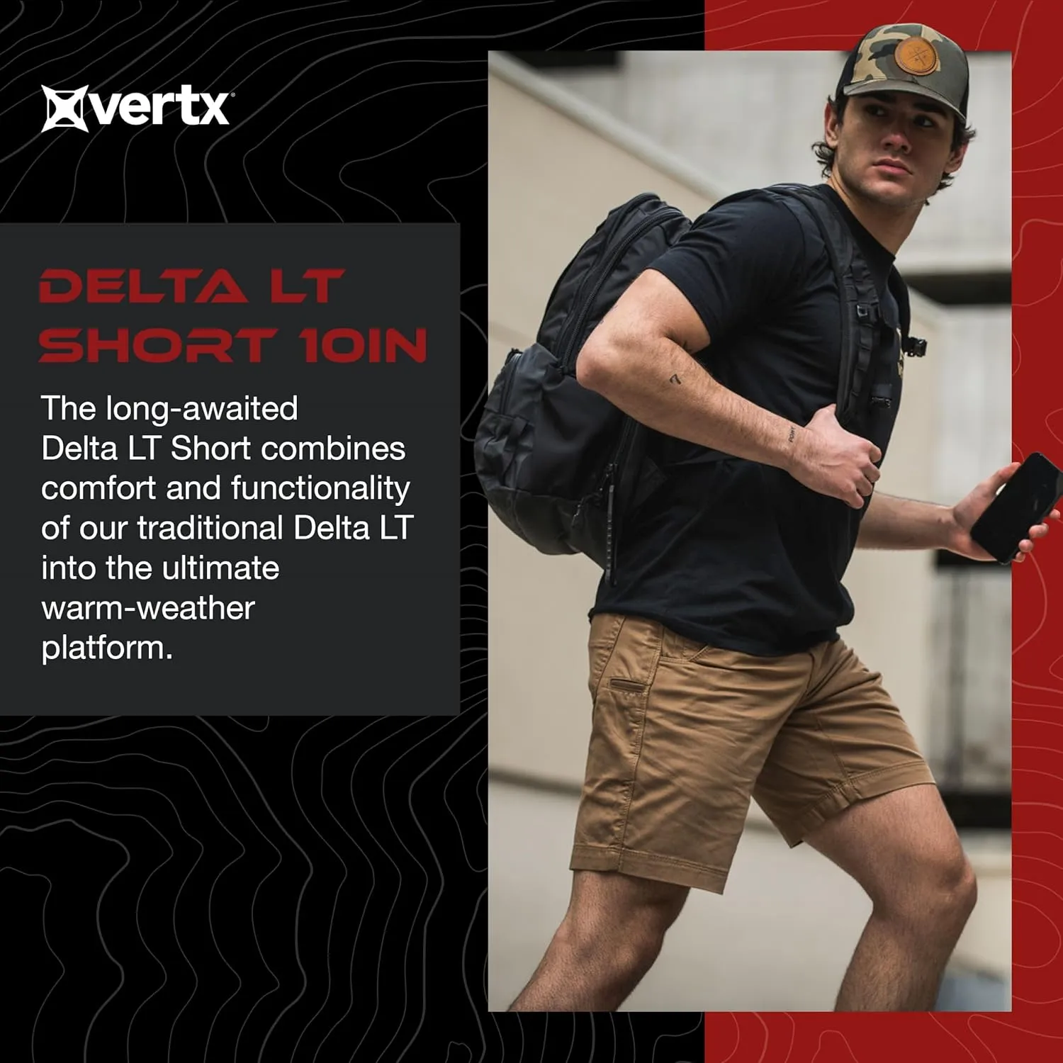 Vertx Delta LT 10 Inch Mens Tactical Shorts with Pockets, Lightweight Stretch Casual Workwear, Tactical Gear, Athletic-Fit