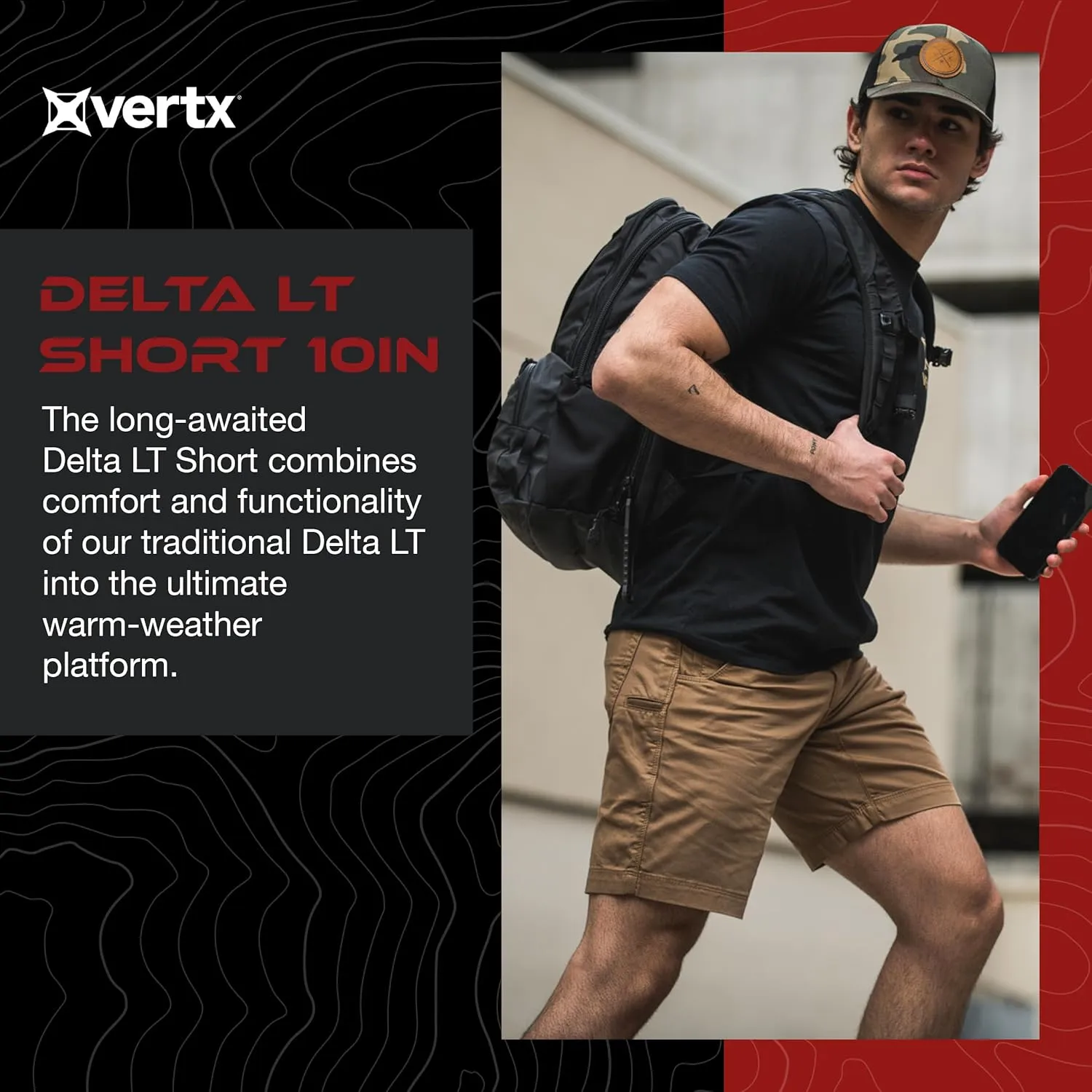 Vertx Delta LT 10 Inch Mens Tactical Shorts with Pockets, Lightweight Stretch Casual Workwear, Tactical Gear, Athletic-Fit