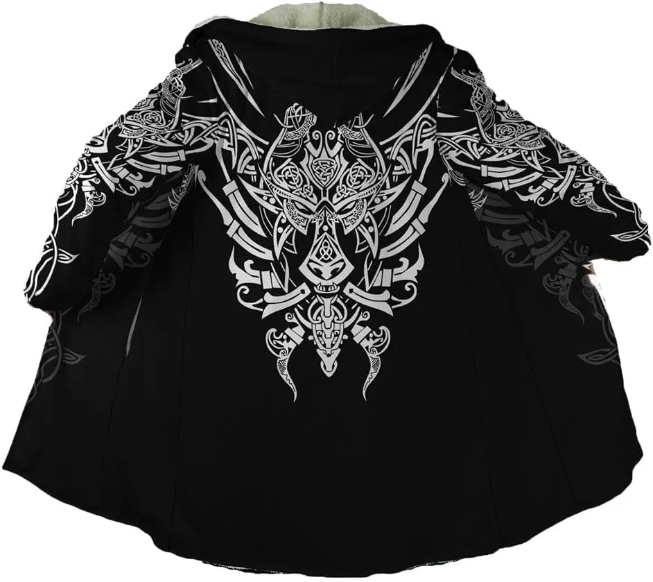 Viking Hooded Coats Nordic Mythology Cloak Hoodies Thick Flannel Hooded Jackets Vintage Hooded Cloak Capes And Cloaks