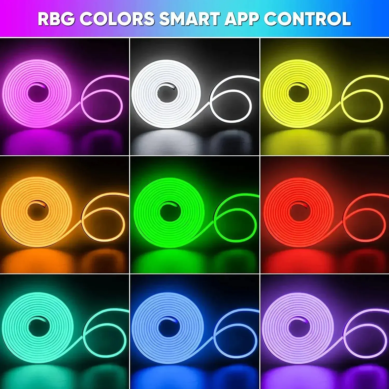 Waterproof Neon LED Strip Tuya App Control, USB-Powered, DIY Home Lighting  (1M-5M )