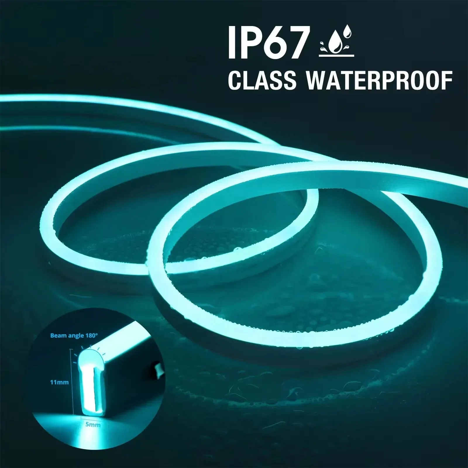 Waterproof Neon LED Strip Tuya App Control, USB-Powered, DIY Home Lighting  (1M-5M )