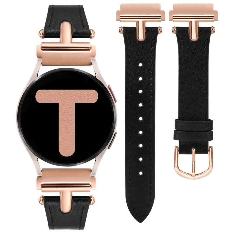Wearlizer Leather Band Compatible with Samsung Galaxy Watch 5/4 Band 40mm 44mm/Watch 5 Pro 45mm/Watch 4 Classic 42mm 46mm, 20mm Watch Band Women with T-Shape Buckle for Active 2 40mm 44mm/Watch 3 41mm