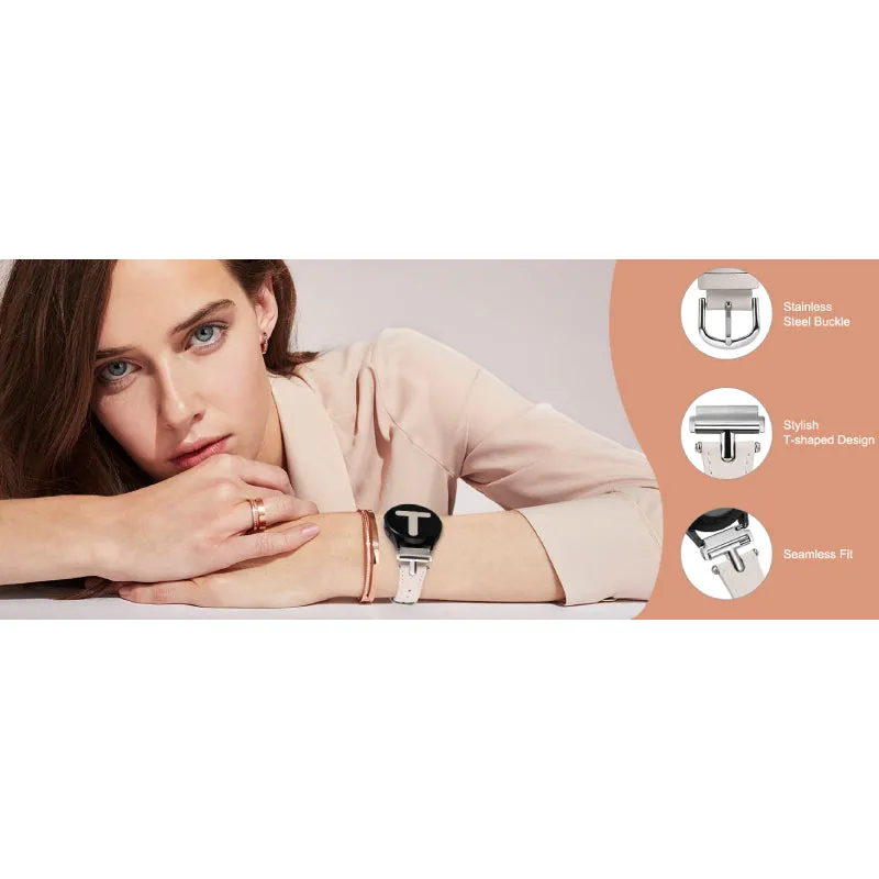 Wearlizer Leather Band Compatible with Samsung Galaxy Watch 5/4 Band 40mm 44mm/Watch 5 Pro 45mm/Watch 4 Classic 42mm 46mm, 20mm Watch Band Women with T-Shape Buckle for Active 2 40mm 44mm/Watch 3 41mm