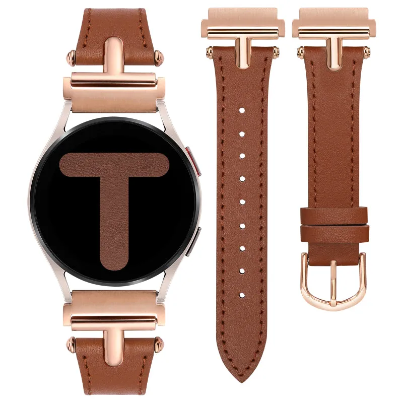 Wearlizer Leather Band Compatible with Samsung Galaxy Watch 5/4 Band 40mm 44mm/Watch 5 Pro 45mm/Watch 4 Classic 42mm 46mm, 20mm Watch Band Women with T-Shape Buckle for Active 2 40mm 44mm/Watch 3 41mm